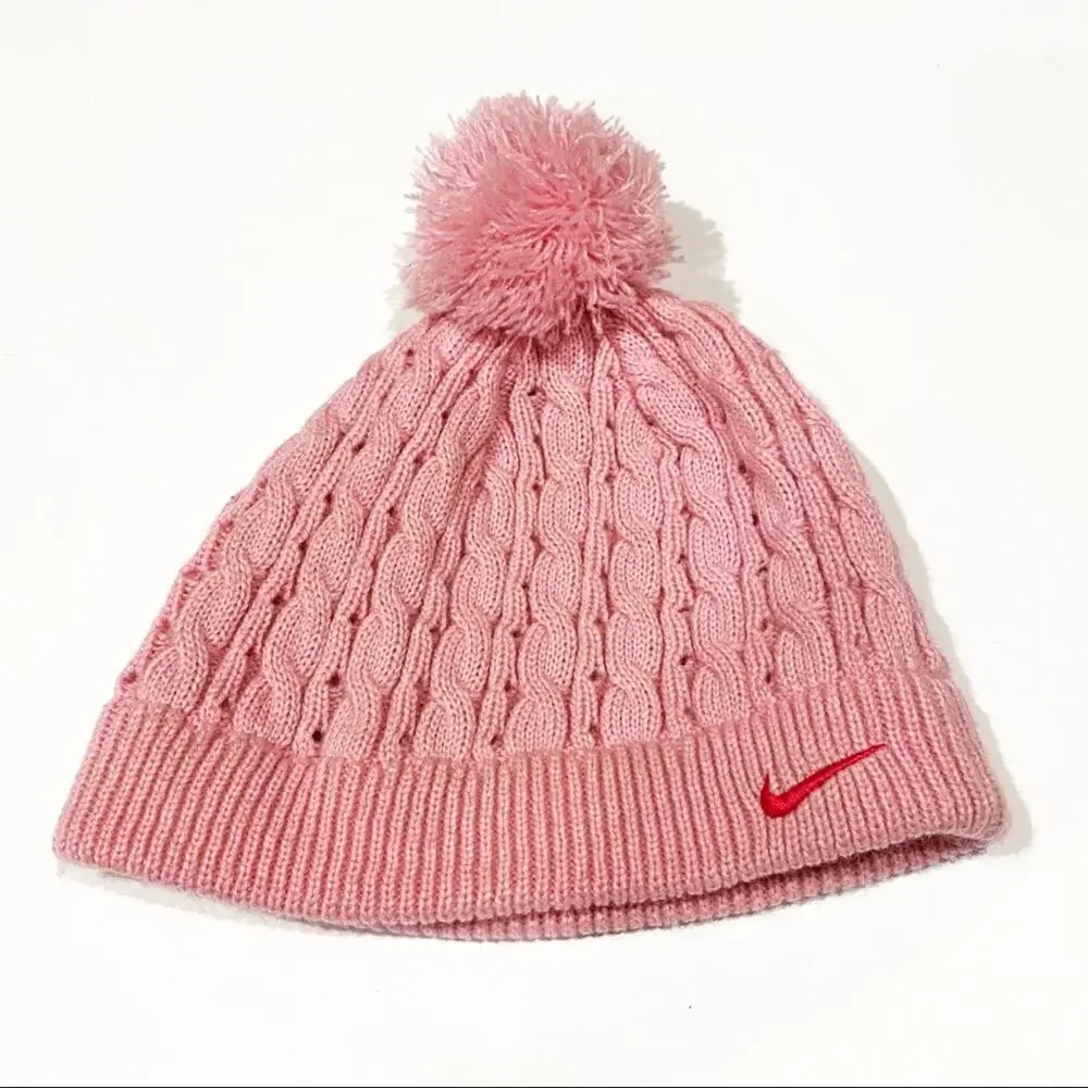Pink Nike Pom Pom Hat sz 7-16 years old Nike Knitted Winter Hat
